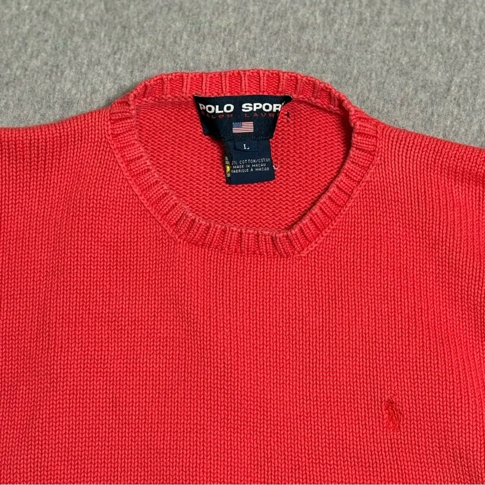 Vintage Polo Sport Ralph Lauren Sweater Red Women's Large L  Crewneck Pony Logo - Picture 3 of 7